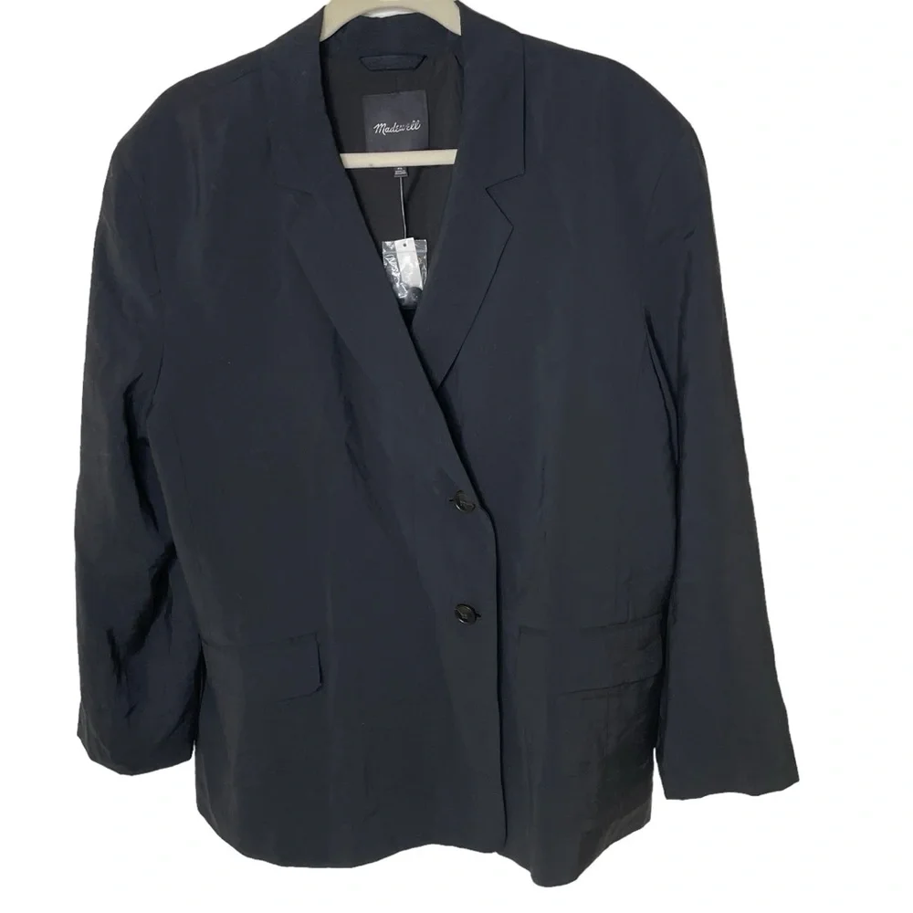 NEW WITH TAGS Madewell True Black Relaxed Softdrape‎ Blazer Medium NJ736